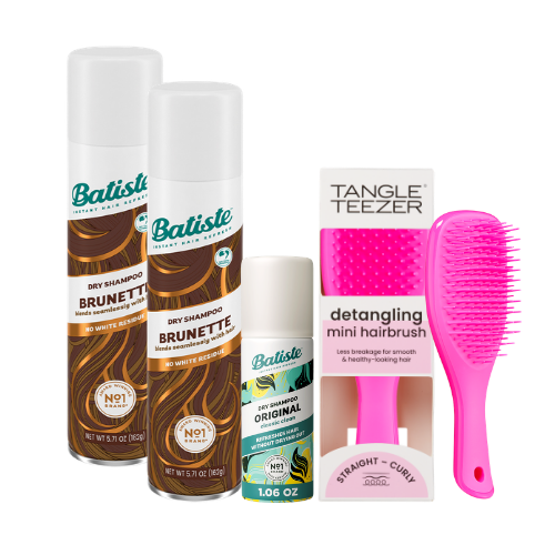 KIT C/2 BATISTE BRUNETTE 200ML + BATISTE ORIGINAL MINI 50 ML + TANGLE TEEZER MINI PINK