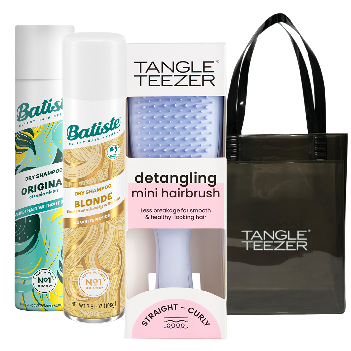 SHAMPOO A SECO BATISTE ORIGINAL + BLONDE + TANGLE TEEZER LAVENDER + BOLSA