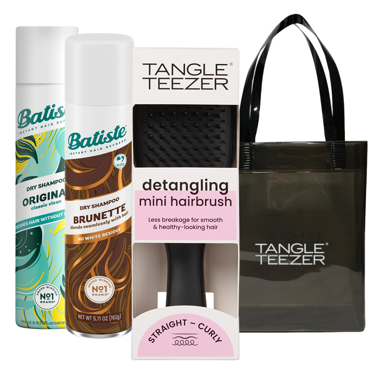 SHAMPOO A SECO BATISTE ORIGINAL + BRUNETTE + TANGLE TEEZER BLACK + BOLSA