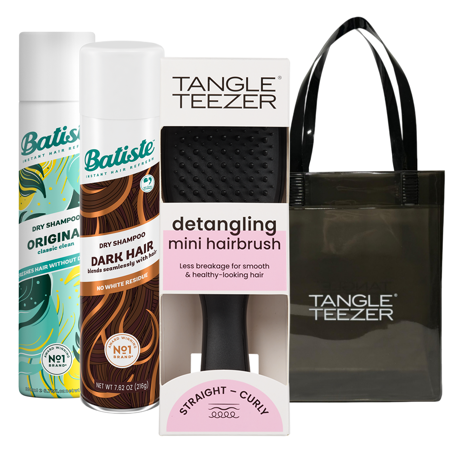 SHAMPOO A SECO BATISTE ORIGINAL + DARK + TANGLE TEEZER BLACK + BOLSA