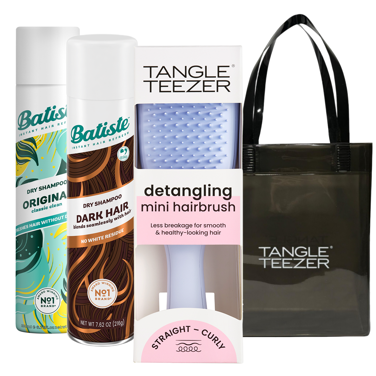 SHAMPOO A SECO BATISTE ORIGINAL + DARK + TANGLE TEEZER LAVENDER + BOLSA