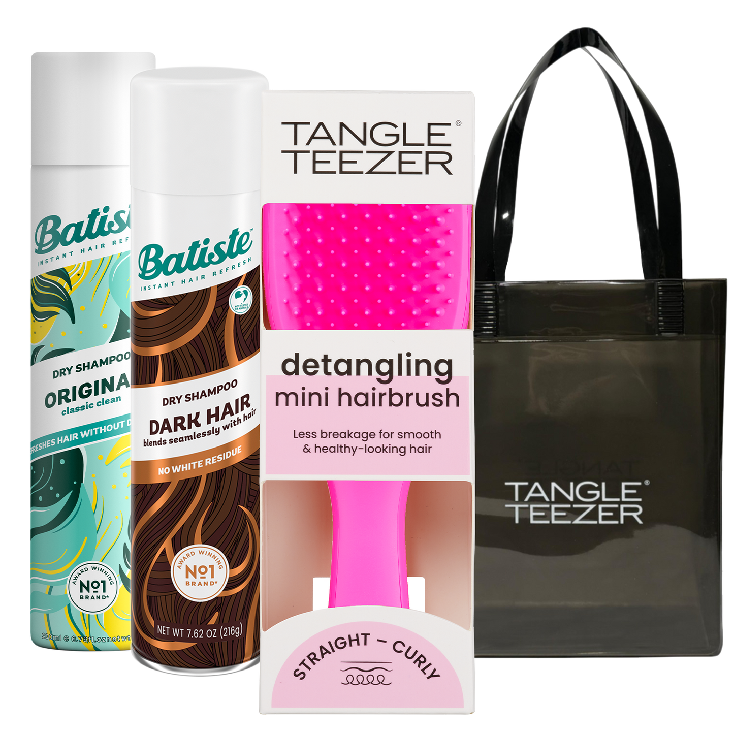 SHAMPOO A SECO BATISTE ORIGINAL + DARK + TANGLE TEEZER PINK + BOLSA
